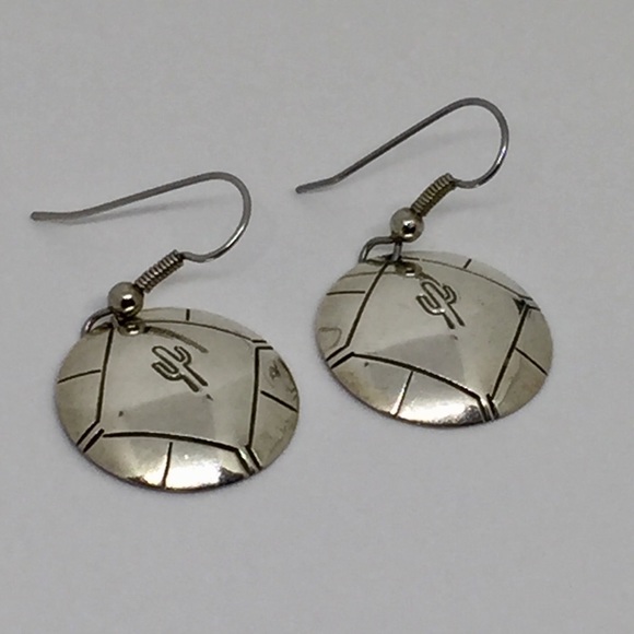 Vintage Sterling Silver Cactus Earrings - Picture 2 of 4